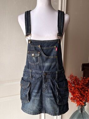 Only Jeans: Dark Wash Denim Overalls with Skirt